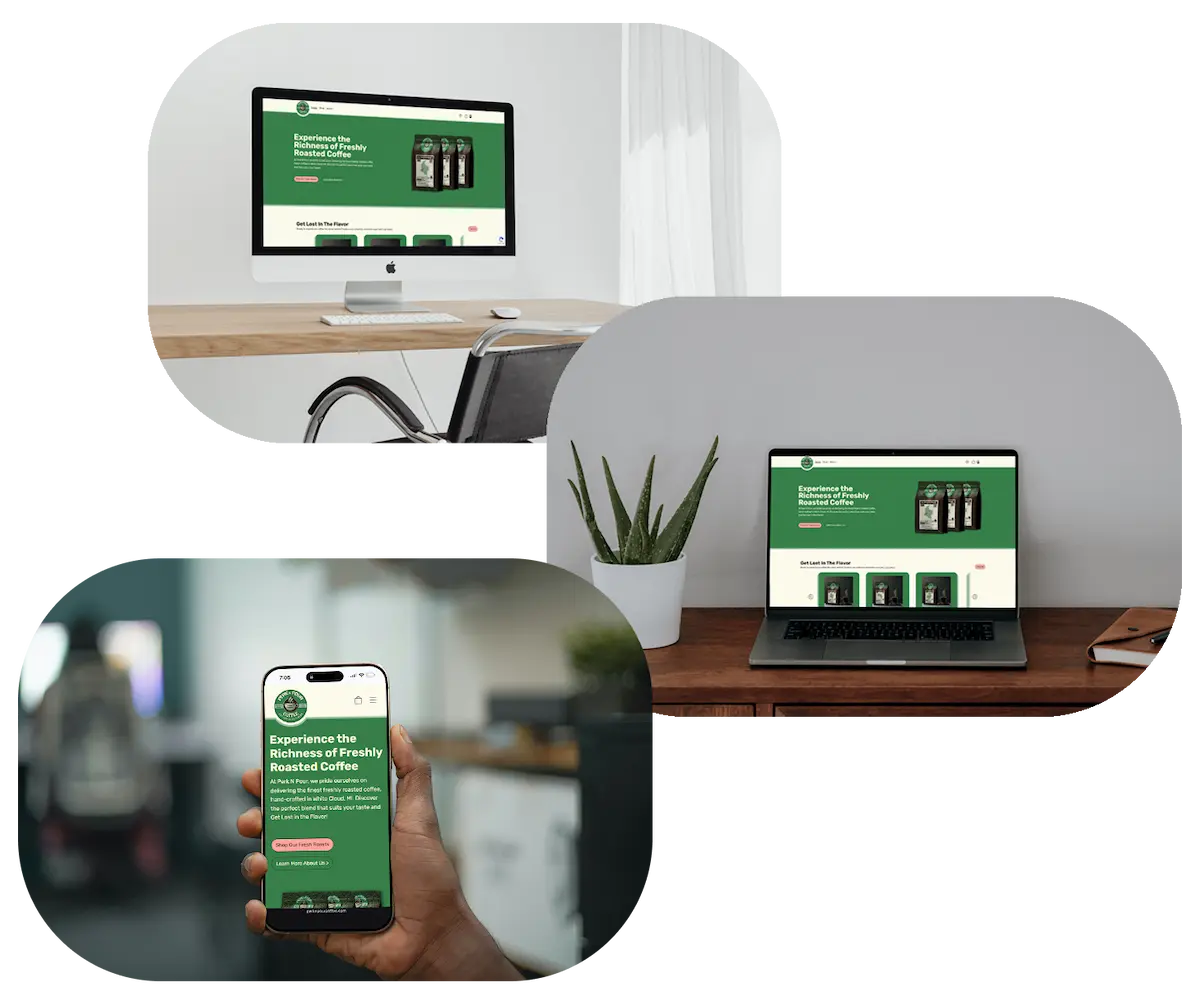 Responsive website design for mobile, tablet, laptop, and desktop.