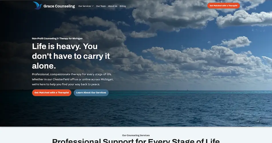 Grace Counseling Inc modern homepage therapy website design