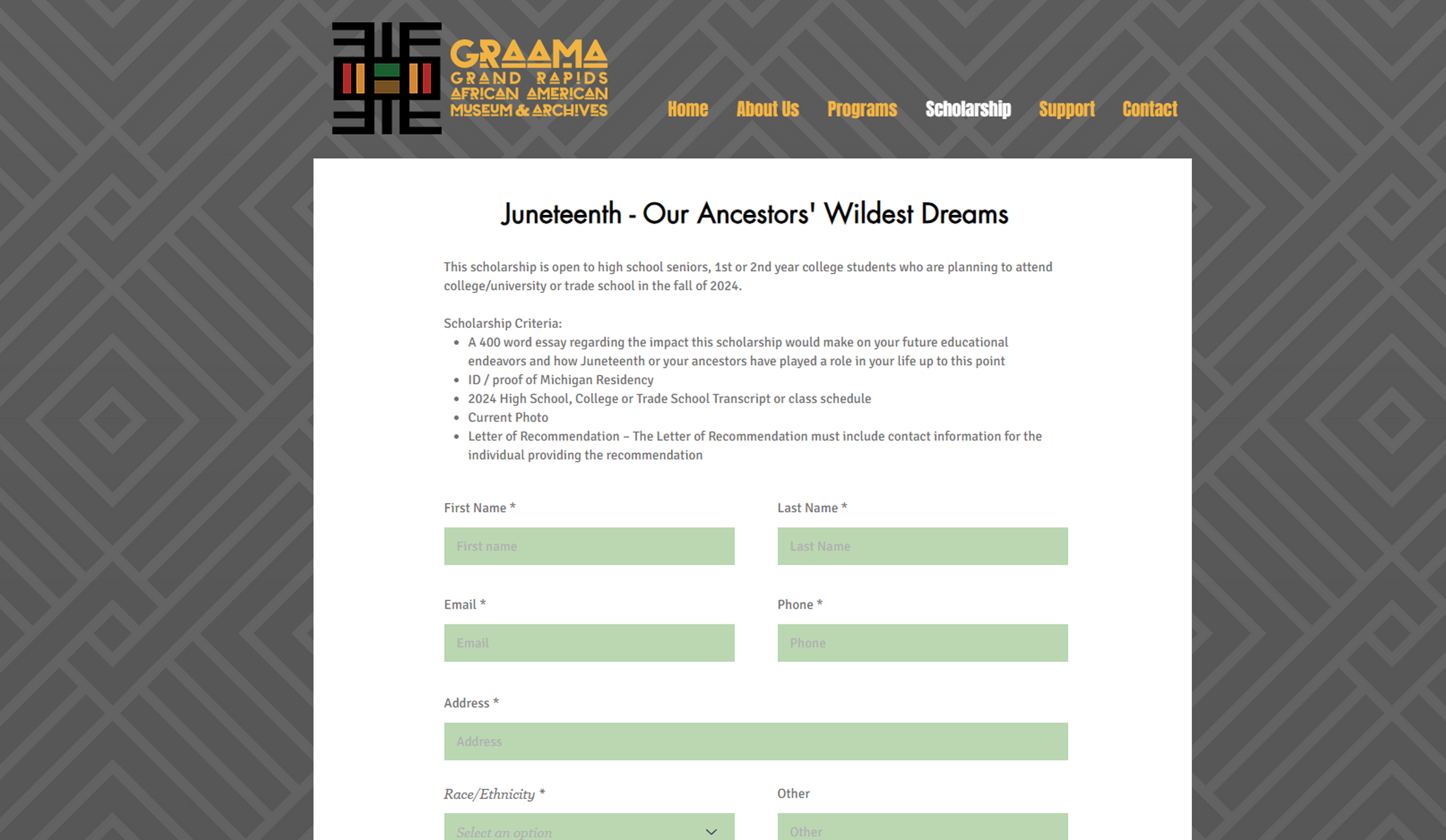 GRAAMA Scholarship Form