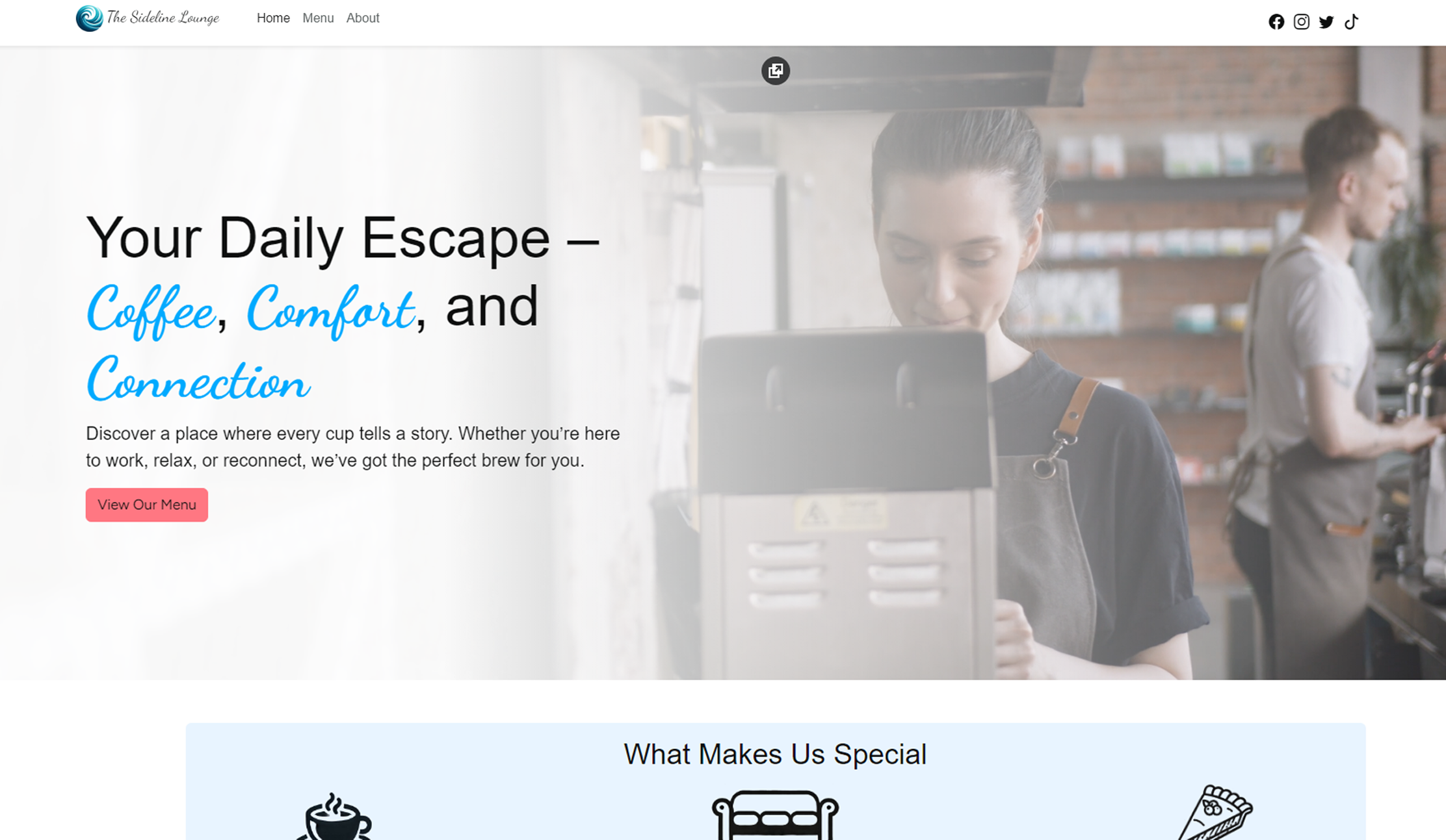 Coffee Shop Website Design Template homepage