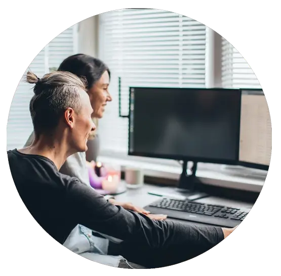 Happy customer viewing a well designed website